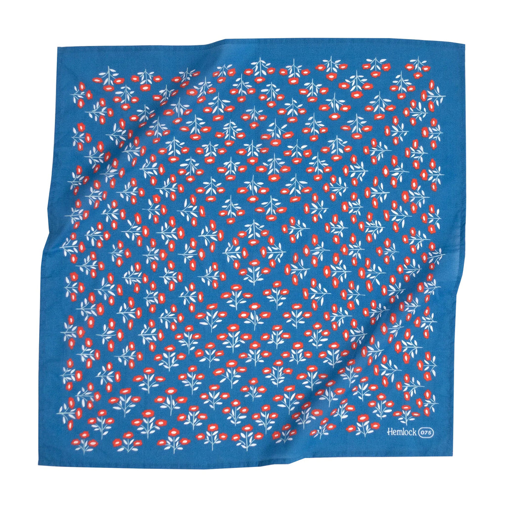 Hemlock Goods now Hanker Juliet # 75 Premium Cotton Handmade Bandana blue and red florals-BluebirdMercantile
