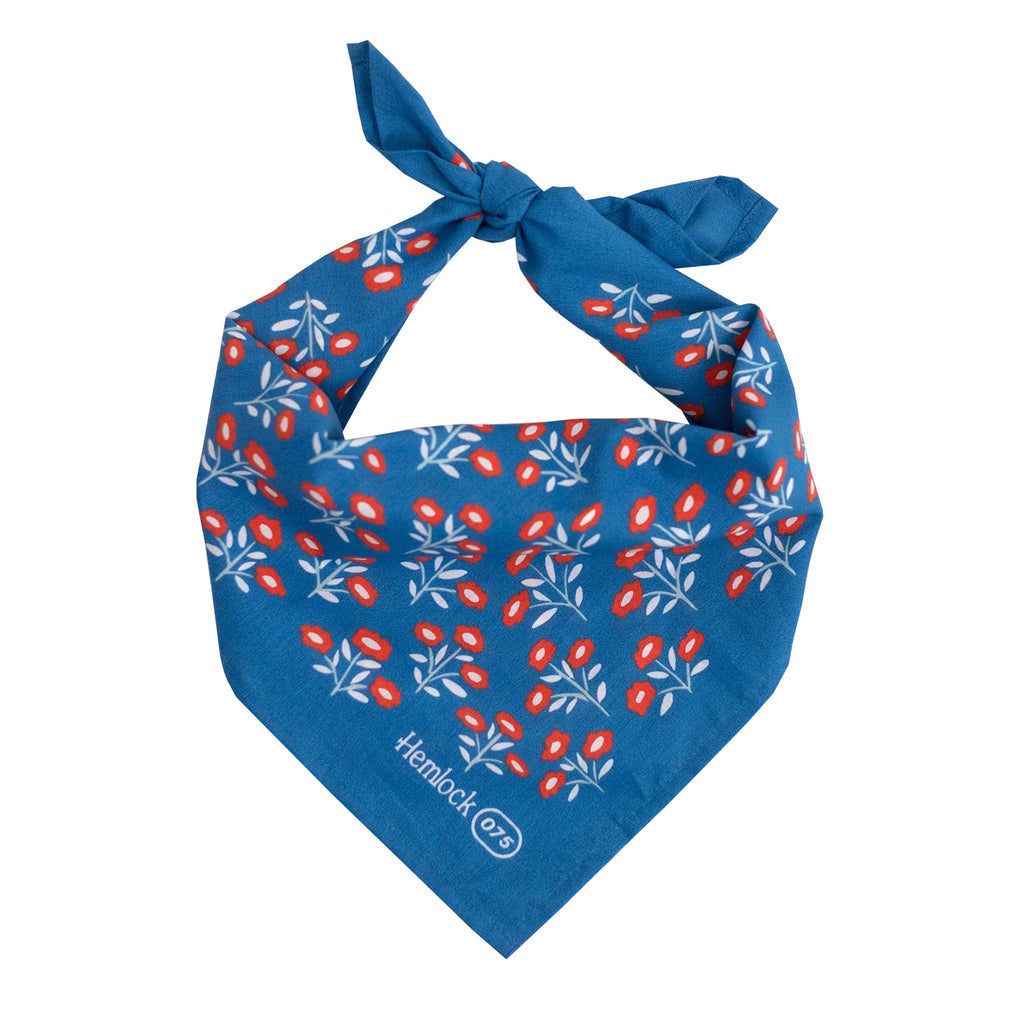 Hemlock Goods now Hanker Juliet # 75 Premium Cotton Handmade Bandana blue and red florals-BluebirdMercantile