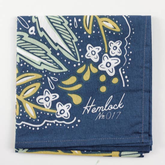 Hemlock Goods17 Amelia  bandana 100% cotton Navy blue teal olive flowers-BluebirdMercantile