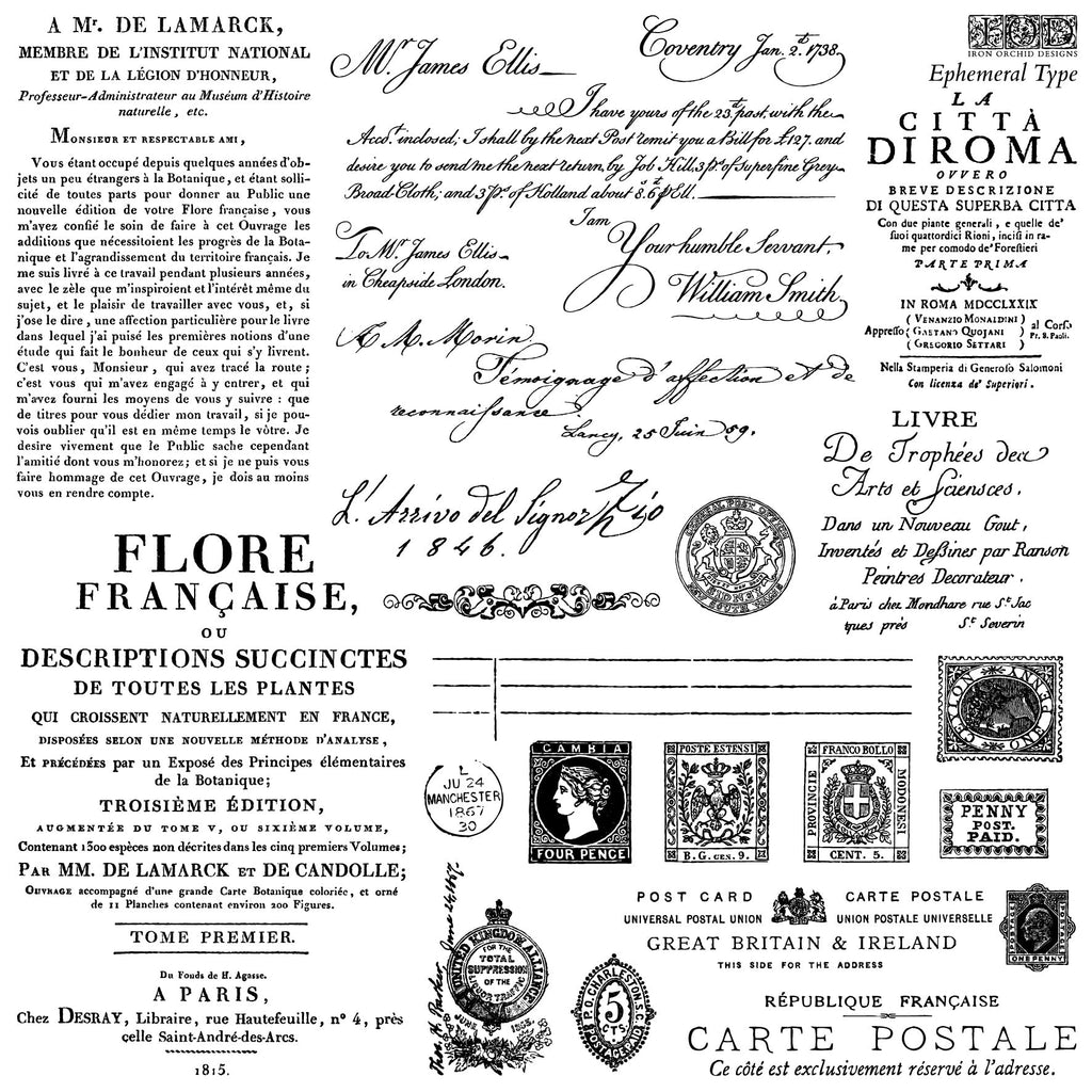 Iron Orchid Designs Ephemeral Type 12x12 IOD Stamp™-BluebirdMercantile